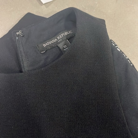 Banana Republic Work Black Dress with Grey Tweed Waist Accents - Picture 4 of 4